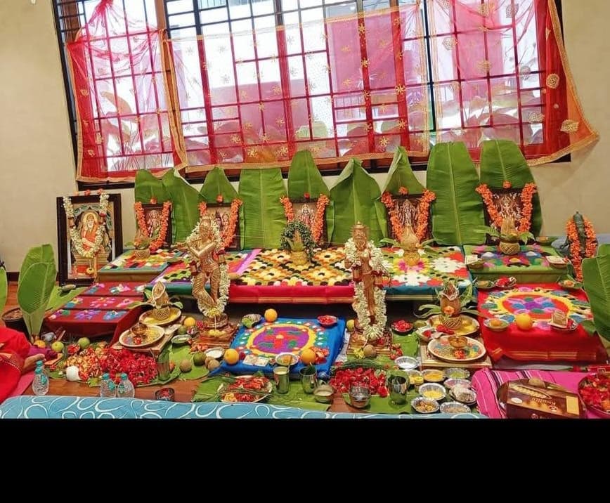 Shri Satyanarayan Altar with Banana Stems