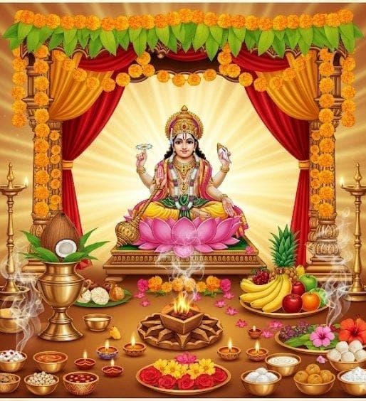 Shri Satyanarayan Puja setup with banana stems, Kalash, and Panchamrit in Bangalore